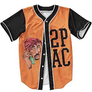 TuPac Outfit - Tupac Shakur Only God Can Judge Me Orange Baseball Jersey