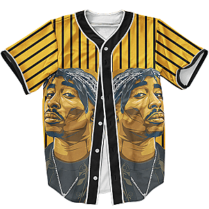 TuPac Outfit - Thug Life 2Pac Shakur Hip Hop Art Dope Orange Baseball Jersey