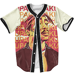 TuPac Outfit - Hip Hop Artist Tupac Amaru Shakur Tri-Color Art Baseball Jersey