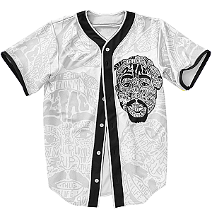 TuPac Outfit - Tupac Shakur Album Artwork All Eyez On Me White Baseball Jersey