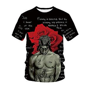 TuPac Outfit - Thug Life Rapper TuPac Rose 3D Print T-shirt