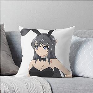 Mai Sakurajima - Rascal Does Not Dream of Bunny Senpai Throw Pillow