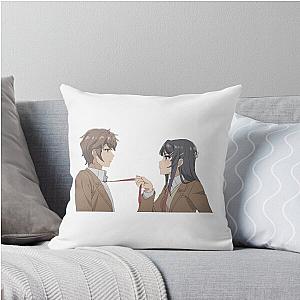 Mai and Sakuta Rascal Does Not Dream of Bunny Girl Senpai Throw Pillow