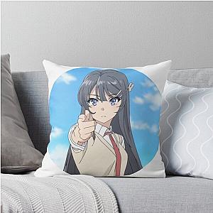 Sakurajima Mai - Rascal Does Not Dream of Bunny Senpai Throw Pillow