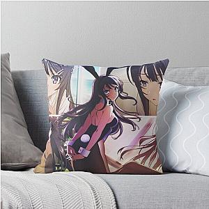 Mai Sakurajima - Rascal Does Not Dream of Bunny Girl Senpai Throw Pillow