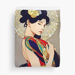 Portrait of Rebecca Ferguson in Art Nouveau style Duvet Cover