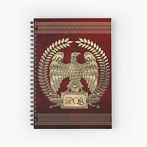 Roman Empire - Gold Imperial Eagle over Red Velvet Spiral Notebook