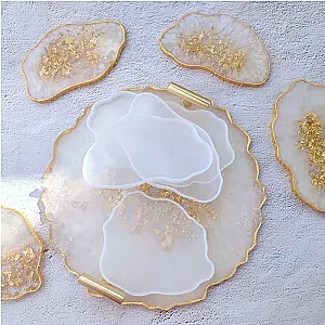 DM402 DIY Irregular Cup Mat Coaster Silicone Mold Epoxy Resin Tray Moules For Home Decoration