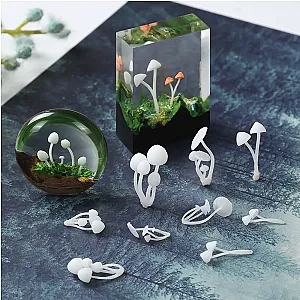 9pieces 3D Micro Mushroom Landscape Mini DIY Craft Handmade Resin Jewelry UV Epoxy Jewerly Filling Molds Figurines Decoration