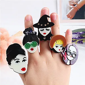 2021 New Korean Lovely Girls Figure Resin Rings