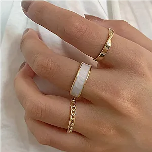 Fashion Simple Hiphop Trendy White Green Adjustable Open Finger Ring