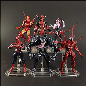 16cm Marvel Revoltech Spiderman Gwen Stacy Deadpool Venom Iron Man Captain America Carnage Action Figure Toy