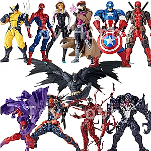 18cm Marvel Revoltech Deathstroket Deadpool Carnage Venom Magneto Wolverine Spiderman Action Figure Toys