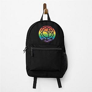 Revolutionary Girl Rainbow Rose Logo Background Backpack