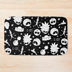 Black and white Rick and Morty pattern Bath Mat