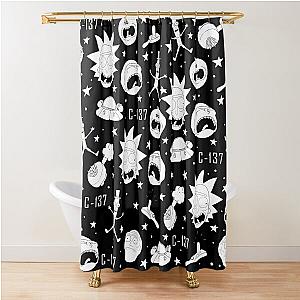 Black and white Rick and Morty pattern Shower Curtain