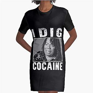 Retro Classic Rick James I Dig Cocaine Graphic T-Shirt Dress