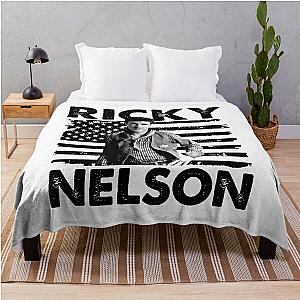 Retro American Flag Ricky Nelson Music Gift Throw Blanket