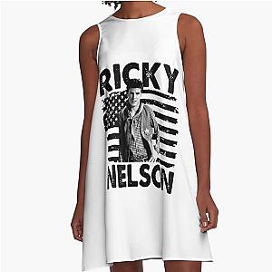 Retro American Flag Ricky Nelson Music Gift A-Line Dress