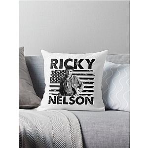 Retro American Flag Ricky Nelson Music Gift Throw Pillow