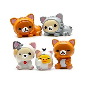 5Pcs/Set Anime Rilakkuma Cartoon Bear PVC Doll