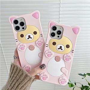 Silicone Plum Blossom Footprint Bear Phone Case For iPhone 7 - 14