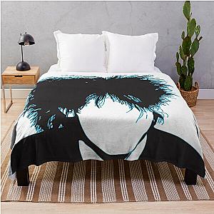 inspired by Robert Smith of the Cure blue Throw Blanket