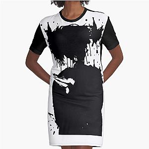 Robert Smith Paint Splatter Silhouette  Graphic T-Shirt Dress