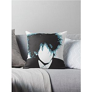 inspired by Robert Smith of the Cure blue Throw Pillow