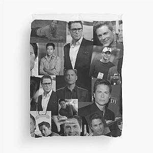 Rob Lowe Actor Black and White Aesthetic Collage Duvet Cover