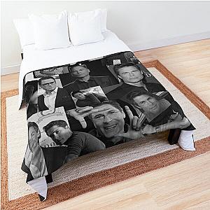 Rob Lowe Actor Black and White Aesthetic Collage Comforter