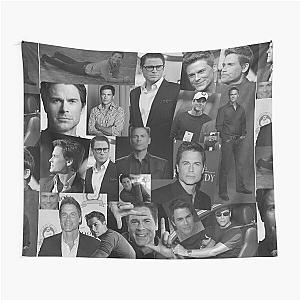 Rob Lowe Actor Black and White Aesthetic Collage Tapestry