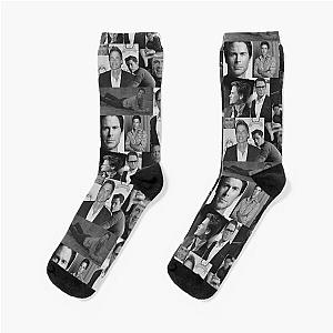 Rob Lowe Actor Black and White Aesthetic Collage Socks