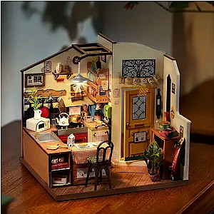 Robotime Rolife Miniature House Homey Kitchen Pre-painted Dollhouse Building Blocks Set