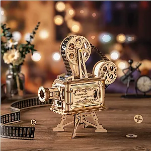 Robotime Rokr 183pcs Retro 3D Hand Crank Film Projector Wooden Building Kits Toys