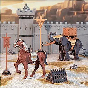 Robotime Rokr Rowood Warrior-Horse & Warrior-Elephant 3D Wooden Puzzle Toys