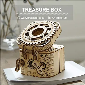 Robotime Creative DIY 3D Treasure Box Wooden Puzzle Game Assembly Toy