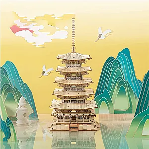 Robotime Rolife 275pcs 3D Five-storied Pagoda Wooden Puzzle Game Toy