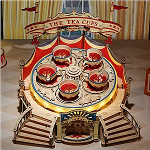 Robotime Rokr Tilt-A-Whirl The Tea Cup Amusement Park Series Building Toy