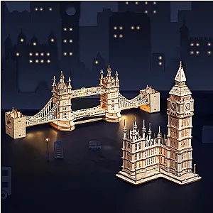 Robotime Rolife 3D Tower Bridge Big Ben Famous Building Wooden Puzzle Toy