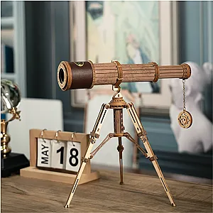 Robotime Rokr 314pcs Telescopic Monocular Telescope Wooden Model Building Kits