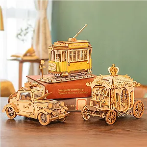 Robotime 3 Kinds DIY 3D Transportation Wooden Model Building Kits