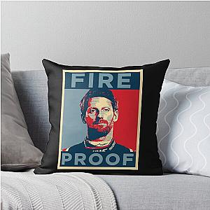 Romain Grosjean Fireproof T-Shirt Throw Pillow