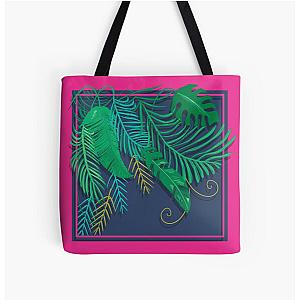 Jungle Graphic and Pink Border by Russ Iden Art All Over Print Tote Bag