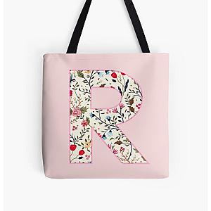 Pink Flower Floral Block R Rutgers Sticker All Over Print Tote Bag RB0211