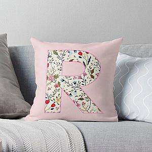 Pink Flower Floral Block R Rutgers Sticker Throw Pillow RB0211