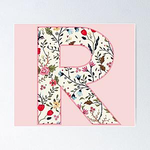 Pink Flower Floral Block R Rutgers Sticker Poster RB0211