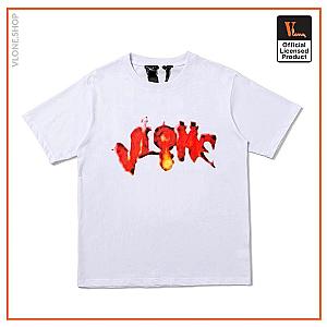 Vlone T-Shirts – Vlone Halloween Flaming Pumpkin Tee – White VL2309 [ID12173]