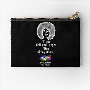 I am a Salt and pepper afro strong women [ light logo on dark top] Zipper Pouch