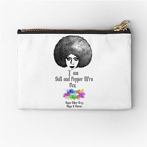 I am a Salt and pepper afro Fox [ dark logo for a light top ] Zipper Pouch